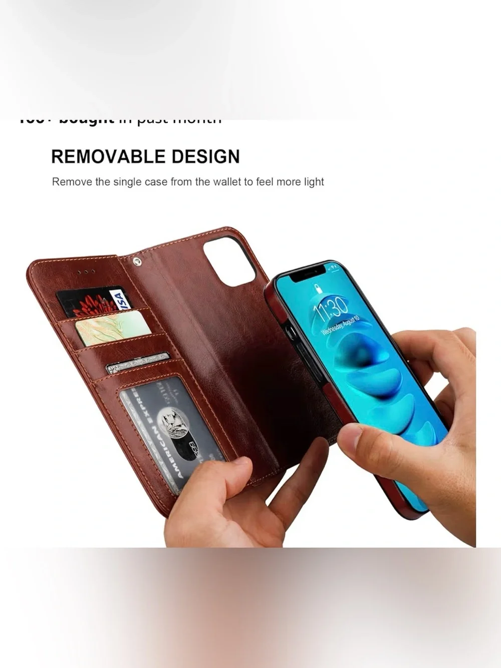 Brown Leather Wallet Phone Case with Card Slots - Compatible iPhone 15